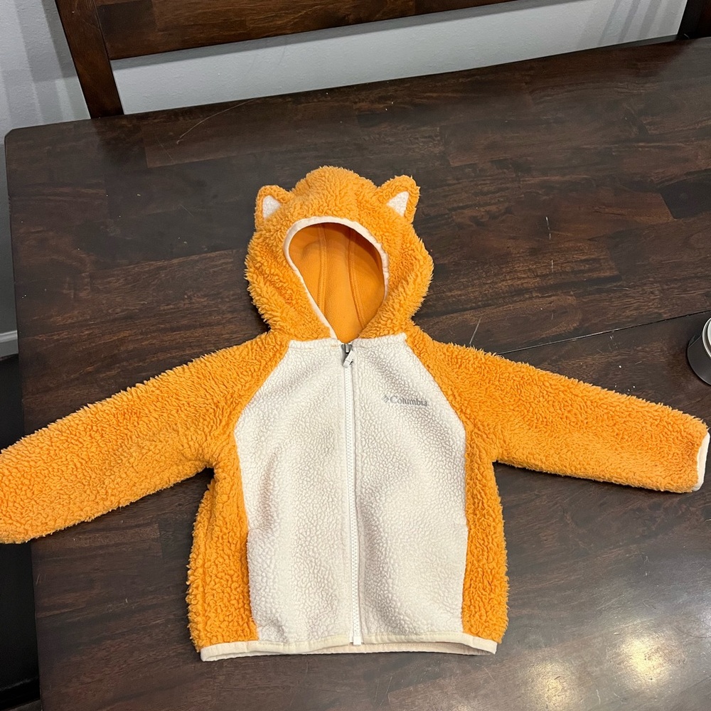 Columbia Vibrant Orange fox sherpa Fleece Jacket 18-24m